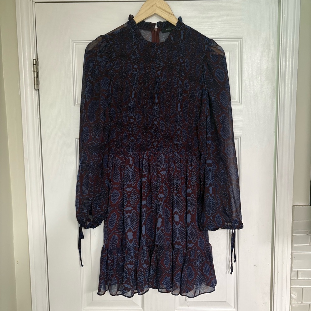 Olivaceous‎ Burgundy And Blue Snakeskin Dress Size Medium